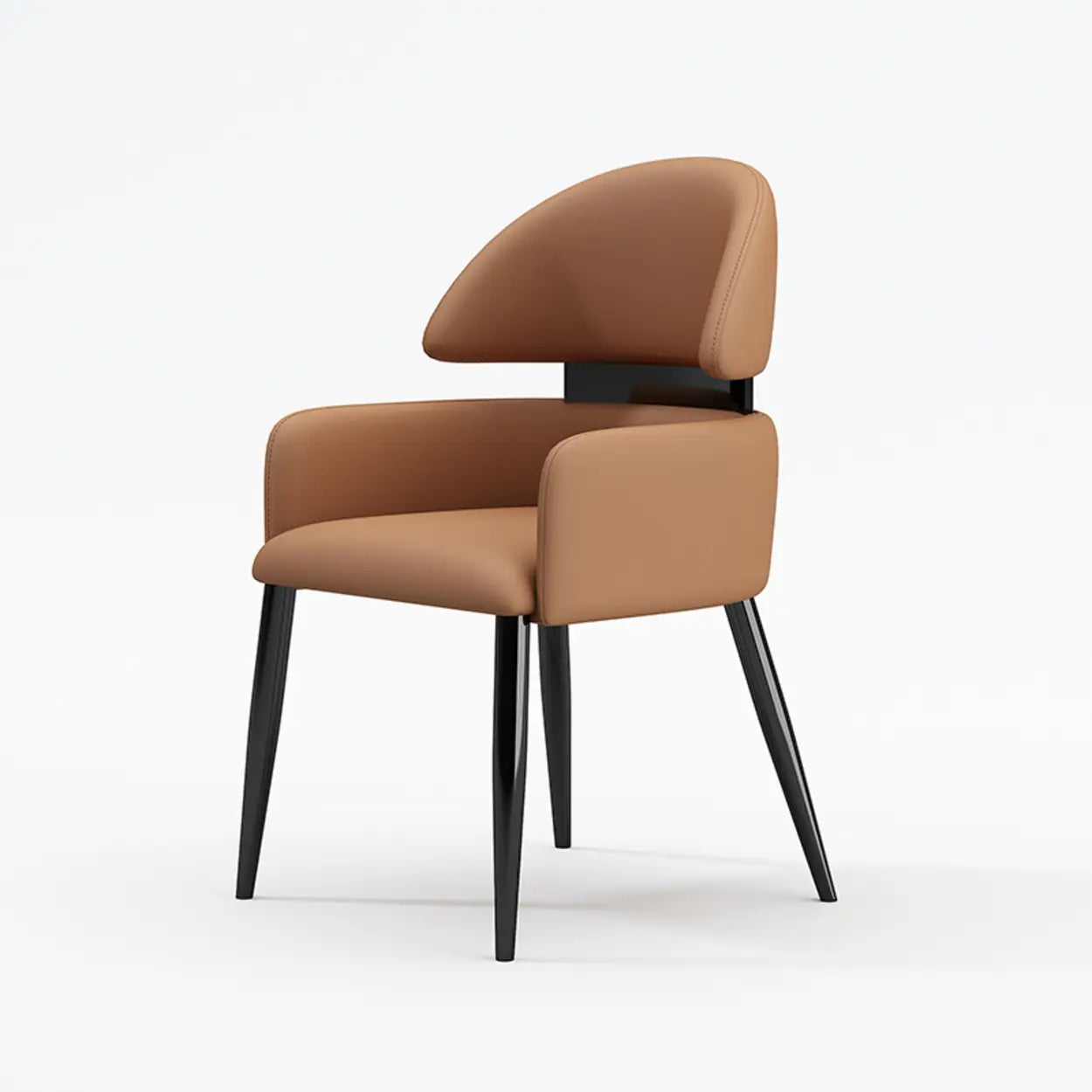 Modern Leather Dining Chair with Arms — Light Gray
