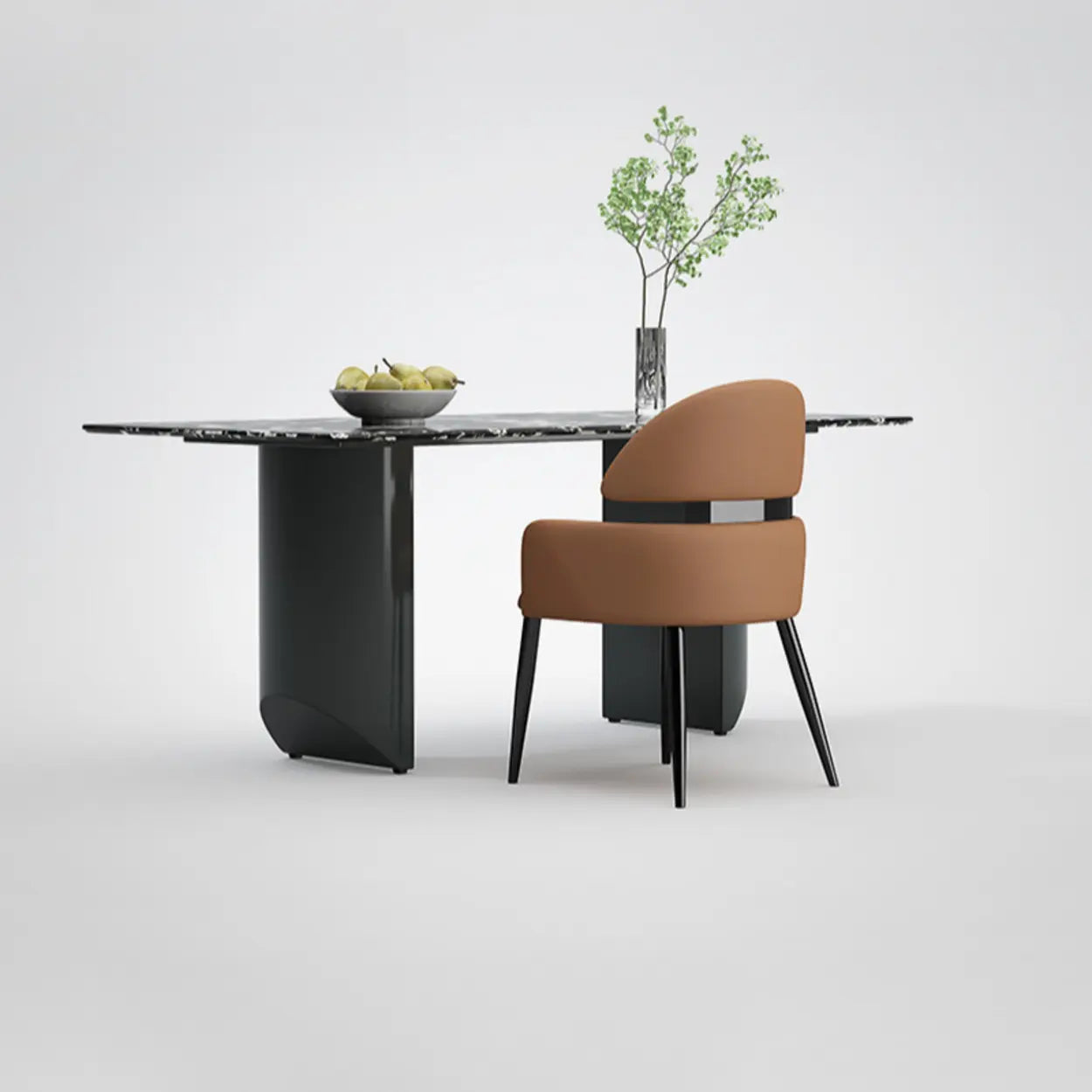 Modern Leather Dining Chair with Arms