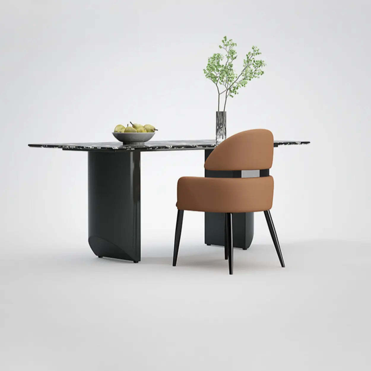 Modern Leather Dining Chair with Arms