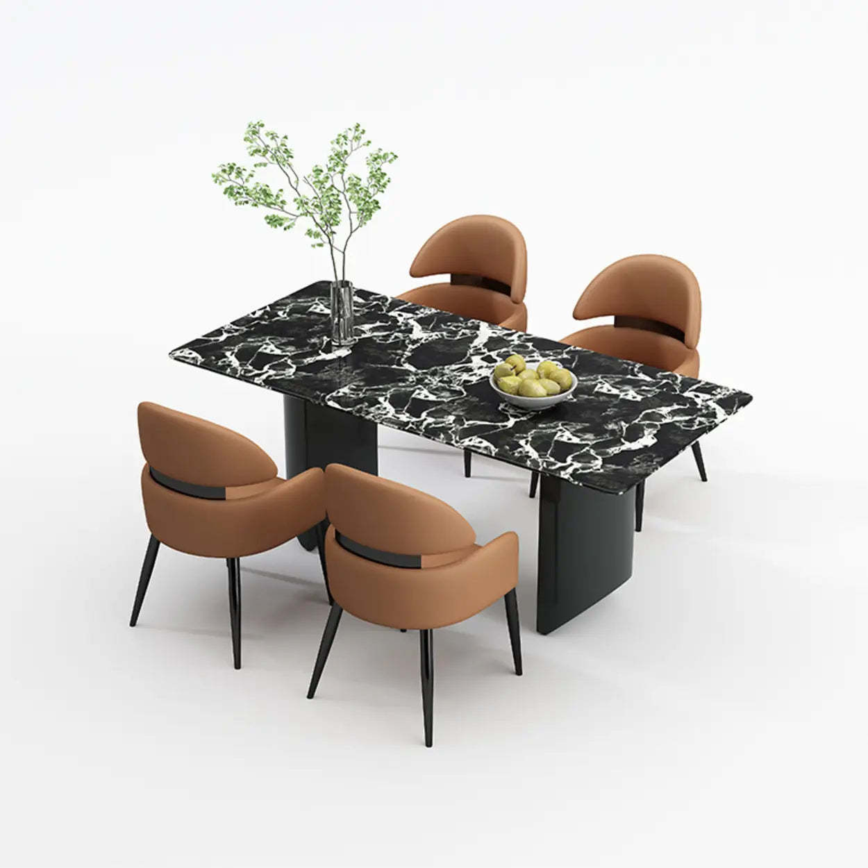 Modern Leather Dining Chair with Arms