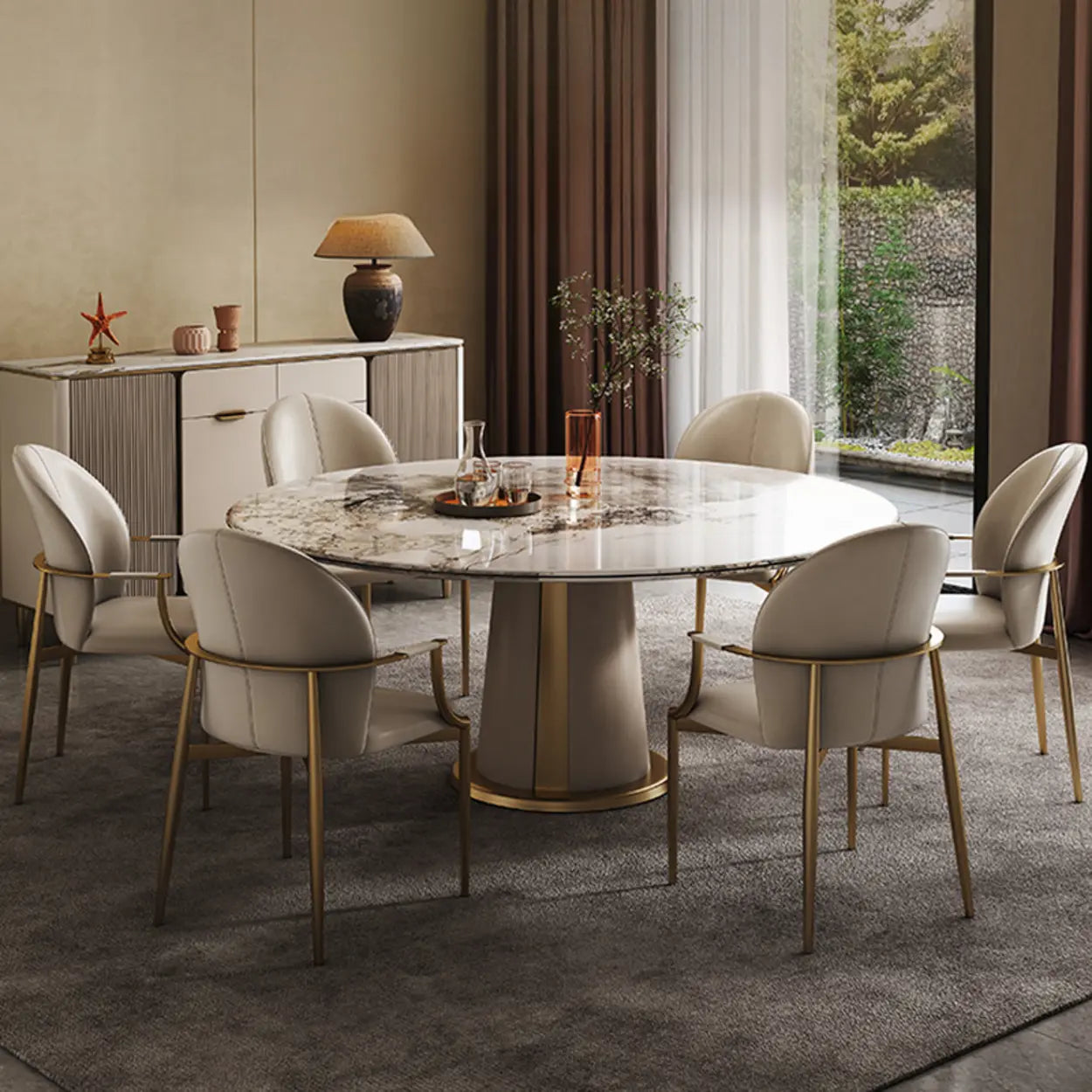 Modern Leather Ergonomic Dining Arm Chair