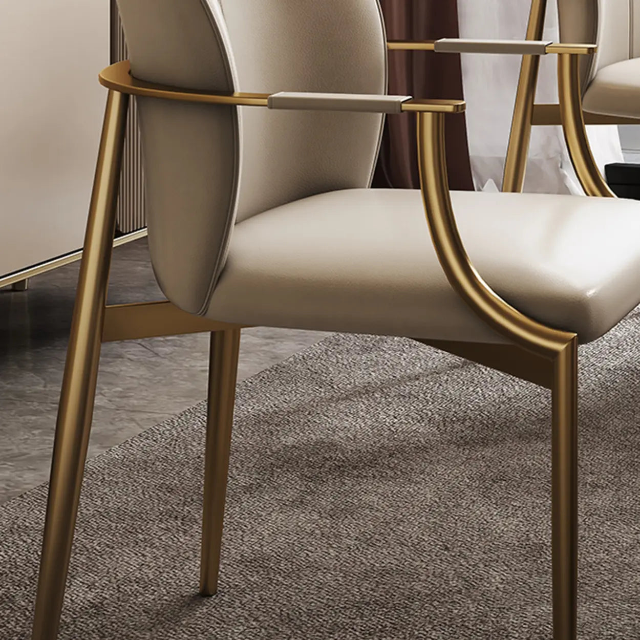 Modern Leather Ergonomic Dining Arm Chair
