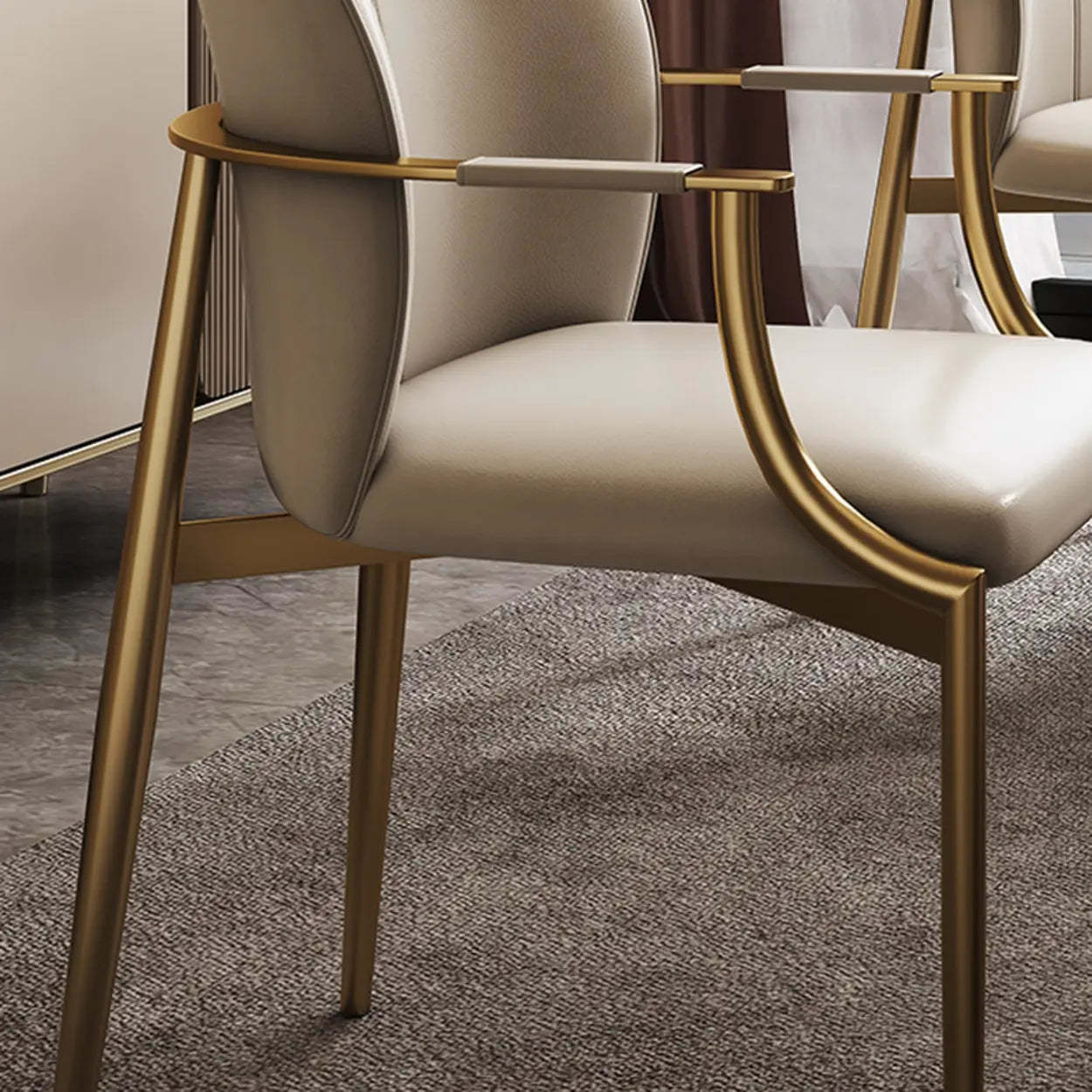 Modern Leather Ergonomic Dining Arm Chair