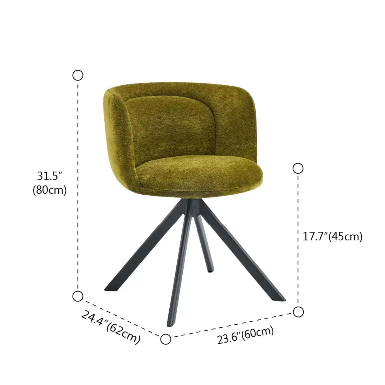 Modern Low-Back Fabric Swivel Dining Chairs Set of 2