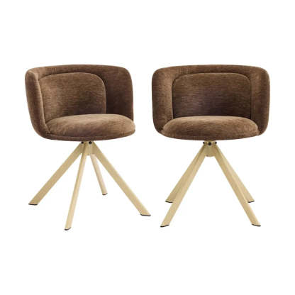 Modern Low-Back Fabric Swivel Dining Chairs Set of 2