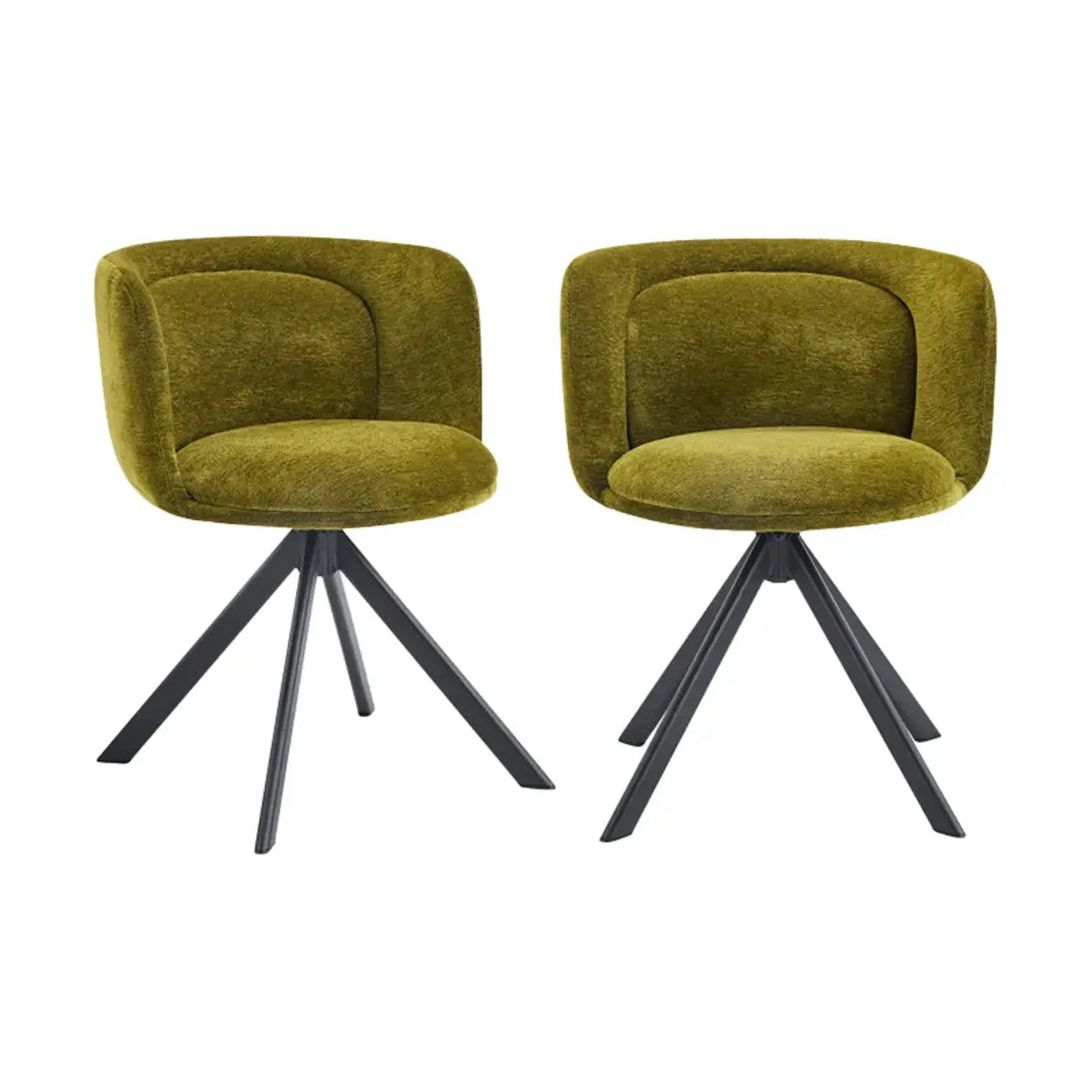 Modern Low-Back Fabric Swivel Dining Chairs Set of 2