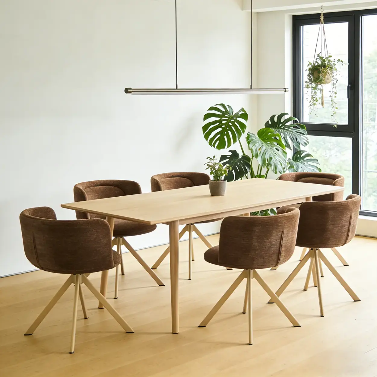 Modern Low-Back Fabric Swivel Dining Chairs Set of 2