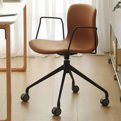 Modern Brown Leather Low-Back Office Chair — Brown