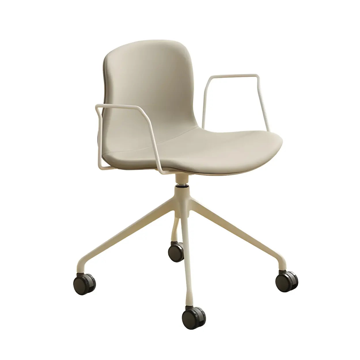 Modern Brown Leather Low-Back Office Chair — Grey