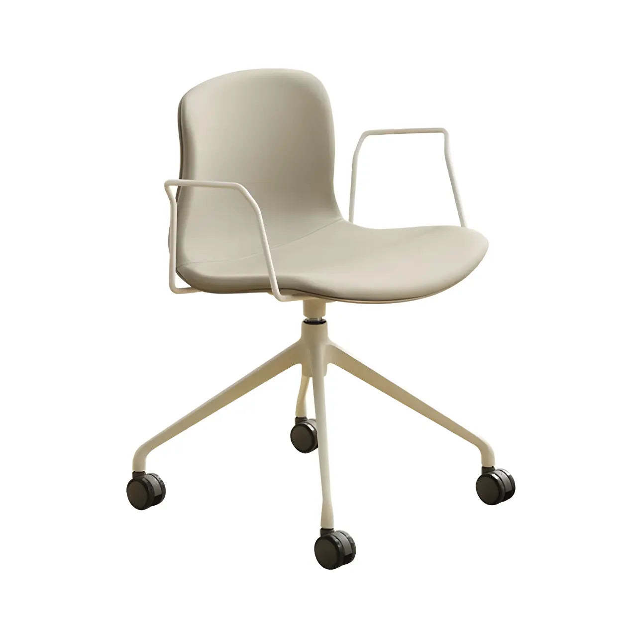 Modern Brown Leather Low-Back Office Chair — Grey