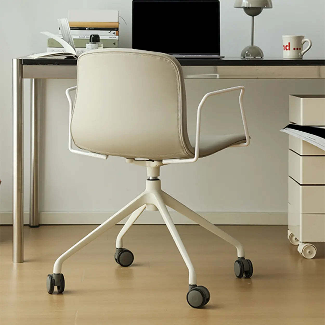 Modern Brown Leather Low-Back Office Chair