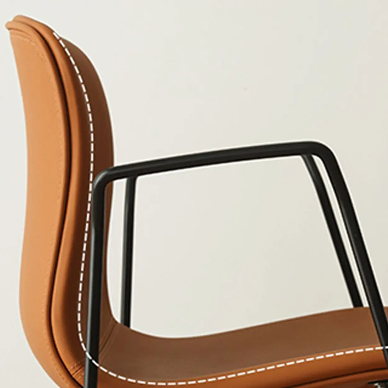 Modern Brown Leather Low-Back Office Chair