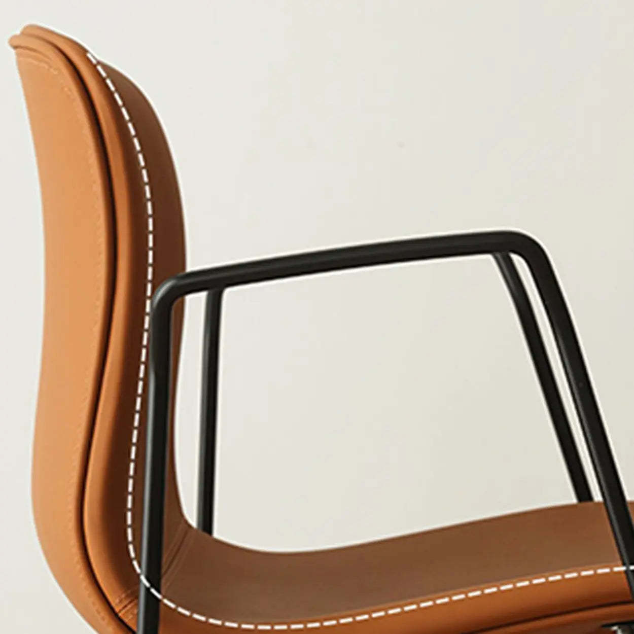 Modern Brown Leather Low-Back Office Chair