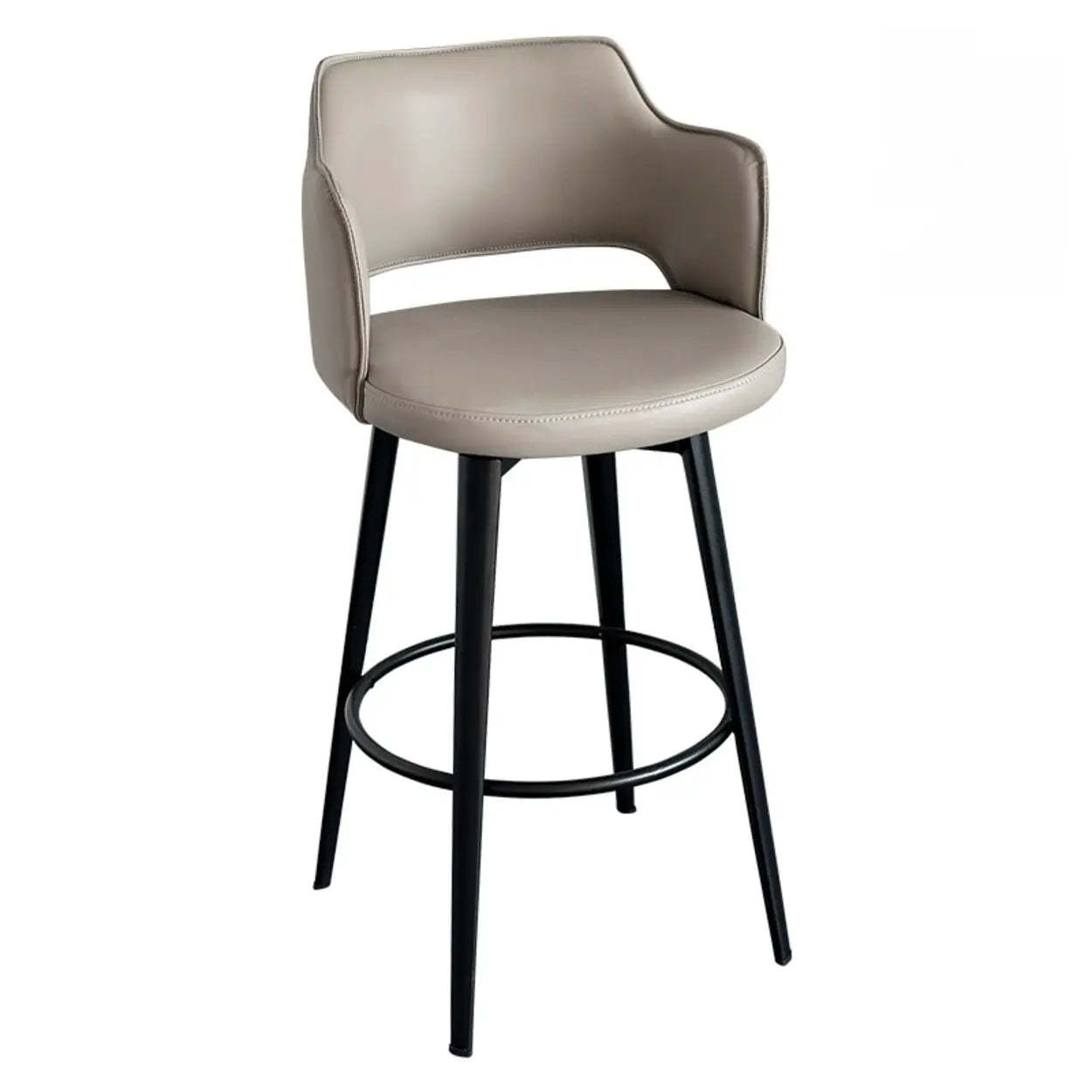 Gray leather low counter bar & counter stools - modern — 26" H x 16.5" W
