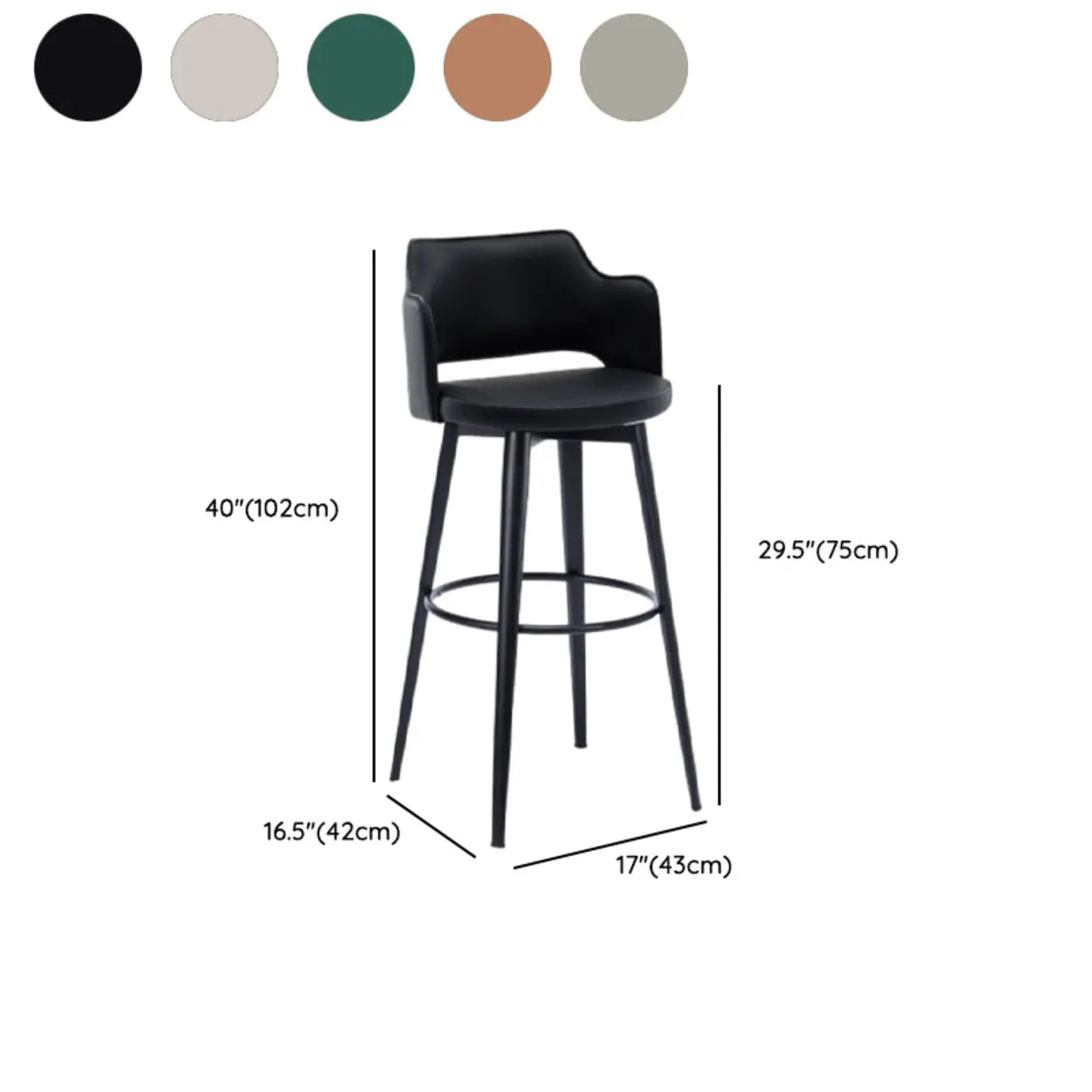 Modern Low Back Leather Counter Bar Stool