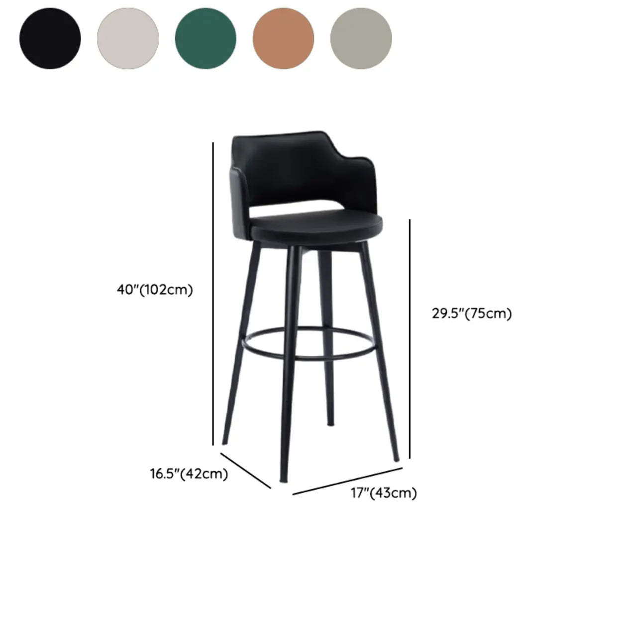 Modern Low Back Leather Counter Bar Stool