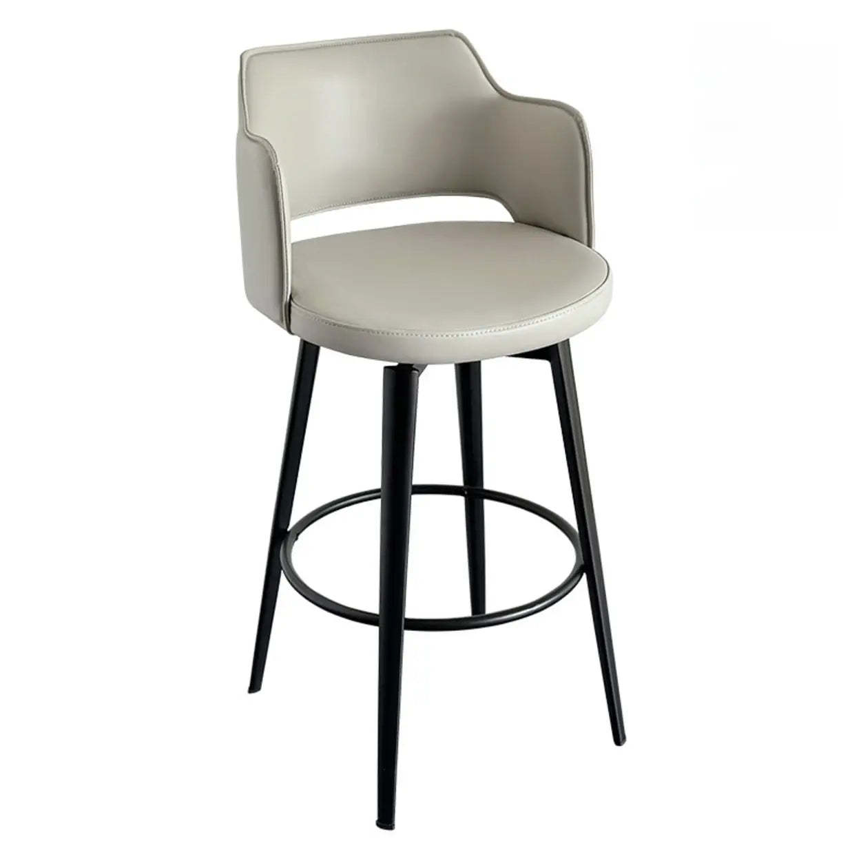 Modern Low Back Leather Counter Bar Stool — Black
