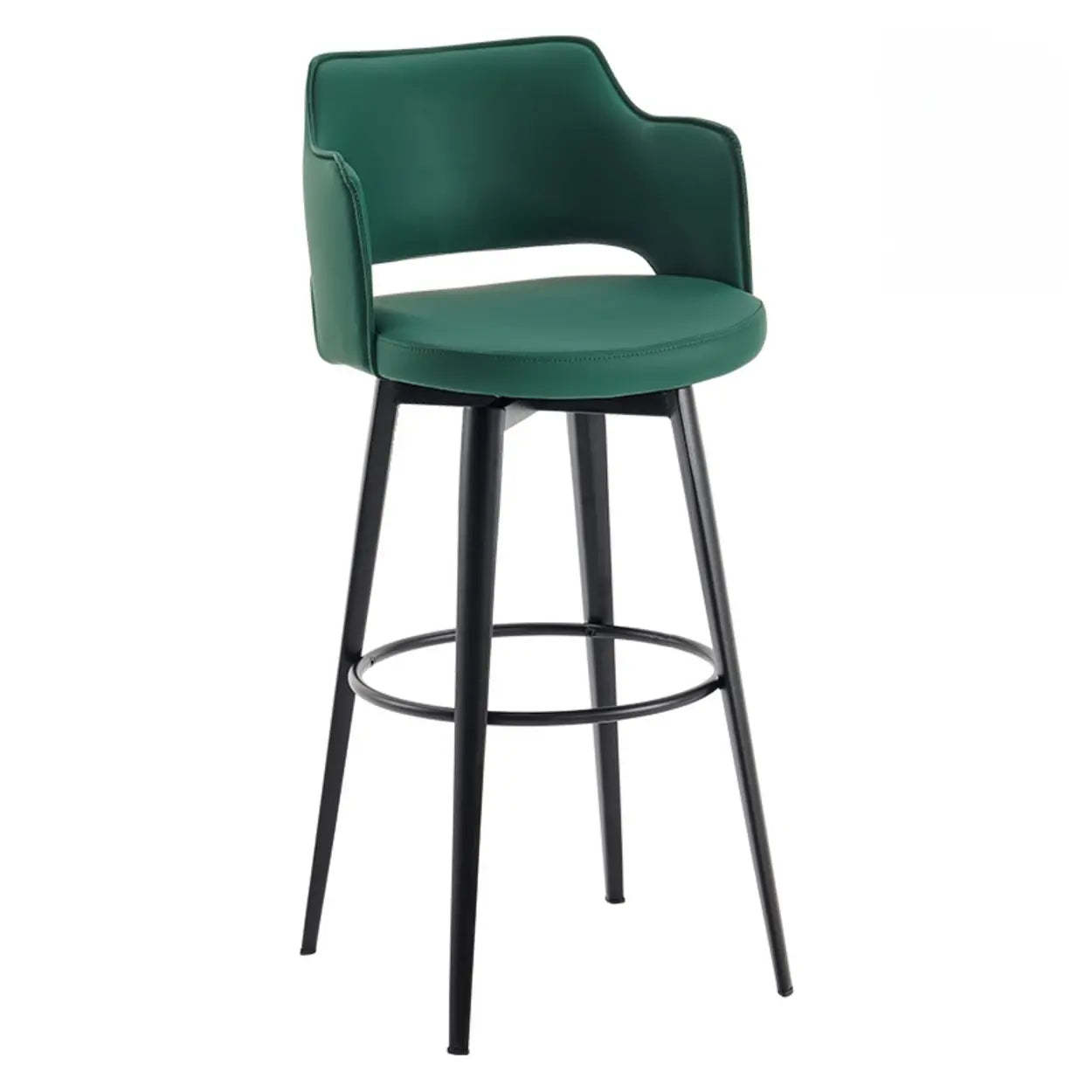 Modern Low Back Leather Counter Bar Stool — Gray