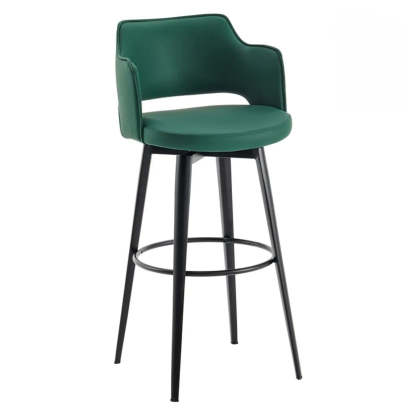 Modern Low Back Leather Counter Bar Stool — Gray