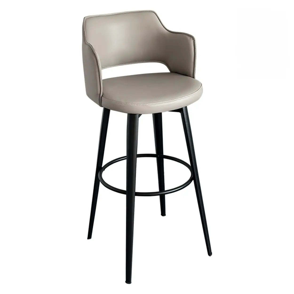 Modern Low Back Leather Counter Bar Stool — Brown