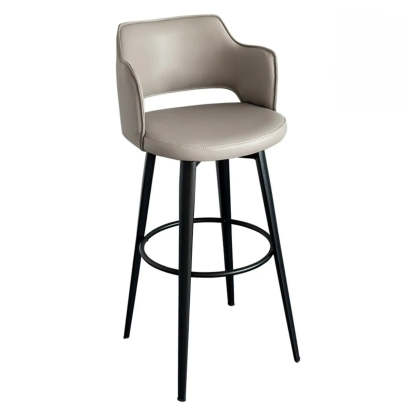 Modern Low Back Leather Counter Bar Stool — Brown