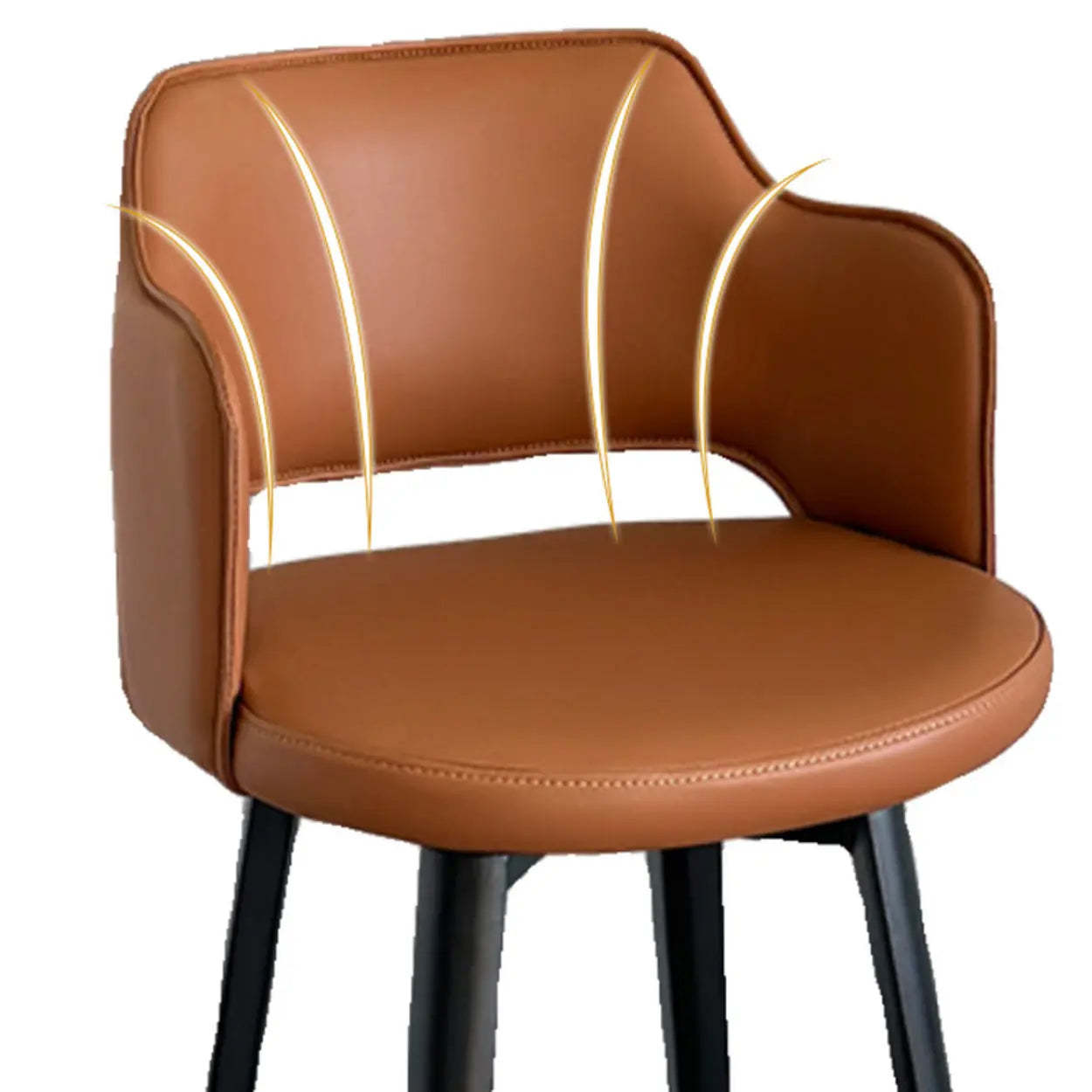 Modern Low Back Leather Counter Bar Stool — Brown