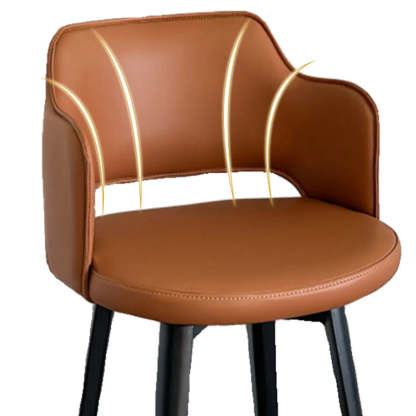 Modern Low Back Leather Counter Bar Stool — Brown