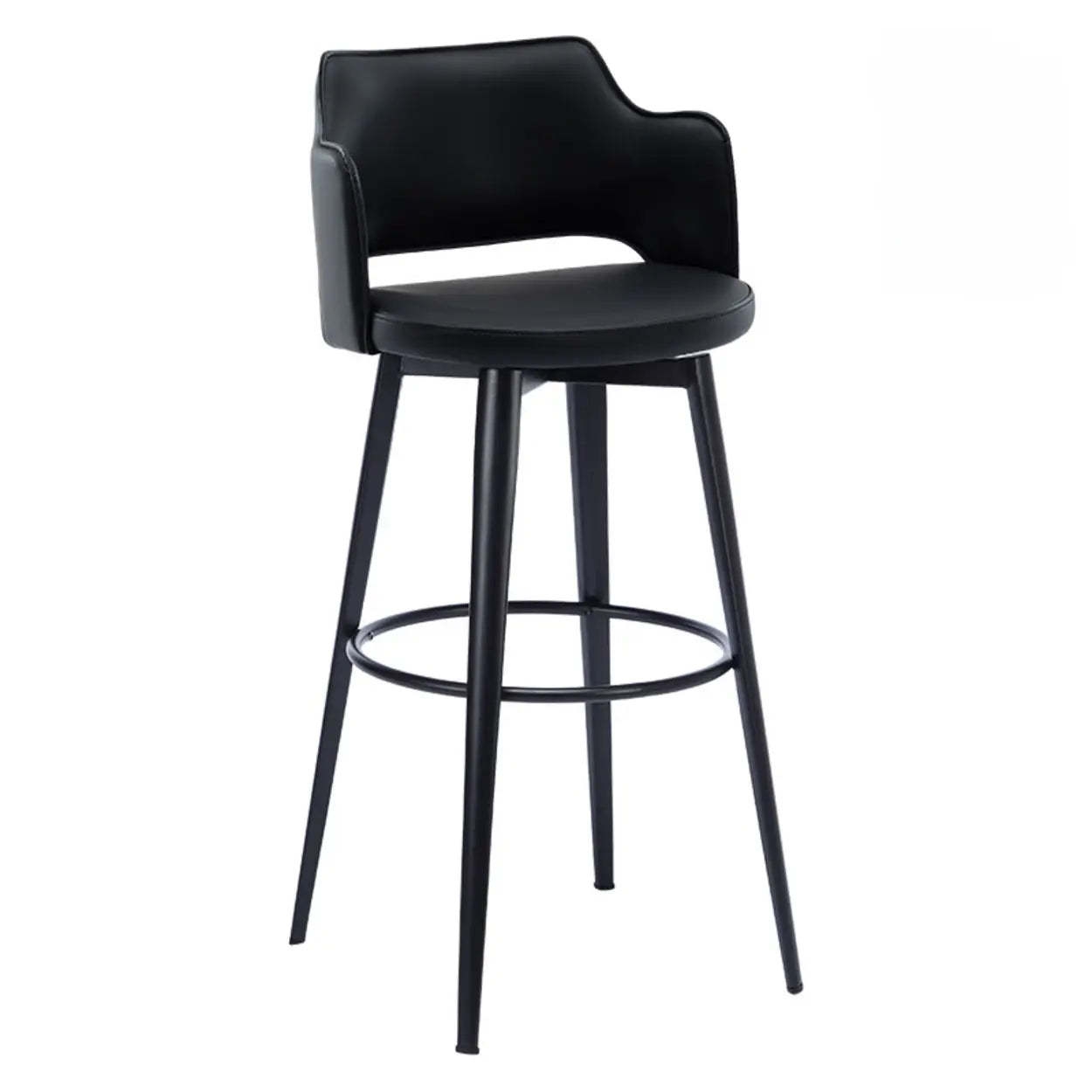 Modern Low Back Leather Counter Bar Stool — Light Gray