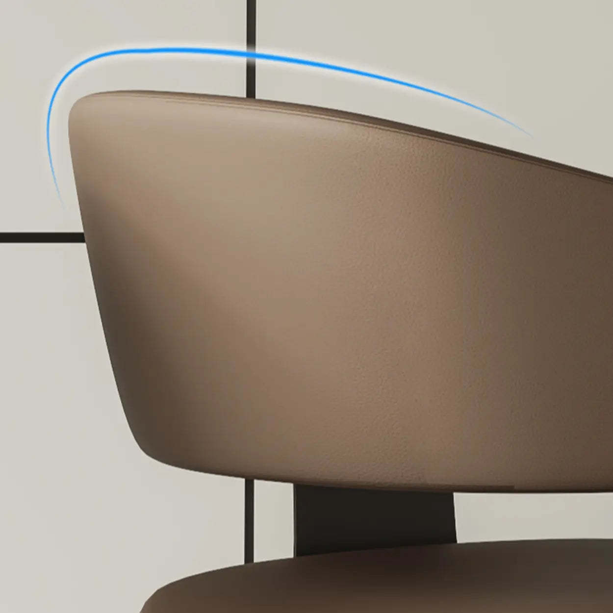 Modern Low Back Leather Dining Chair with Metal Legs