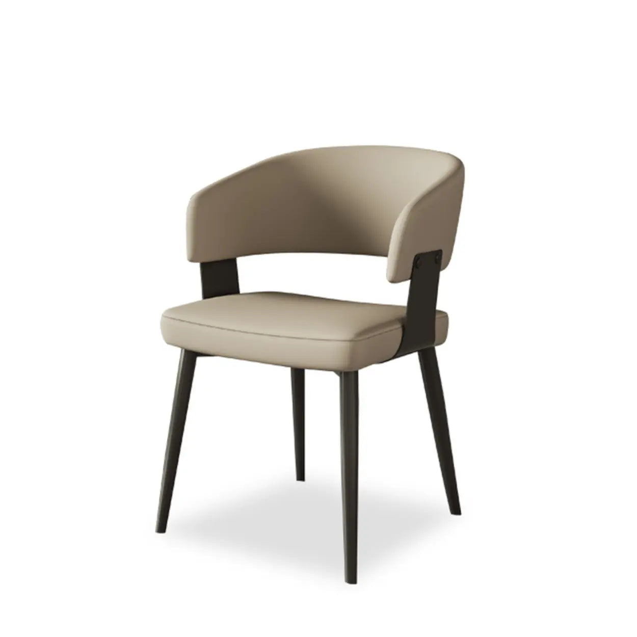 Modern Low Back Leather Dining Chair with Metal Legs