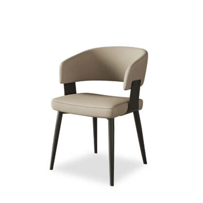 Modern Low Back Leather Dining Chair with Metal Legs