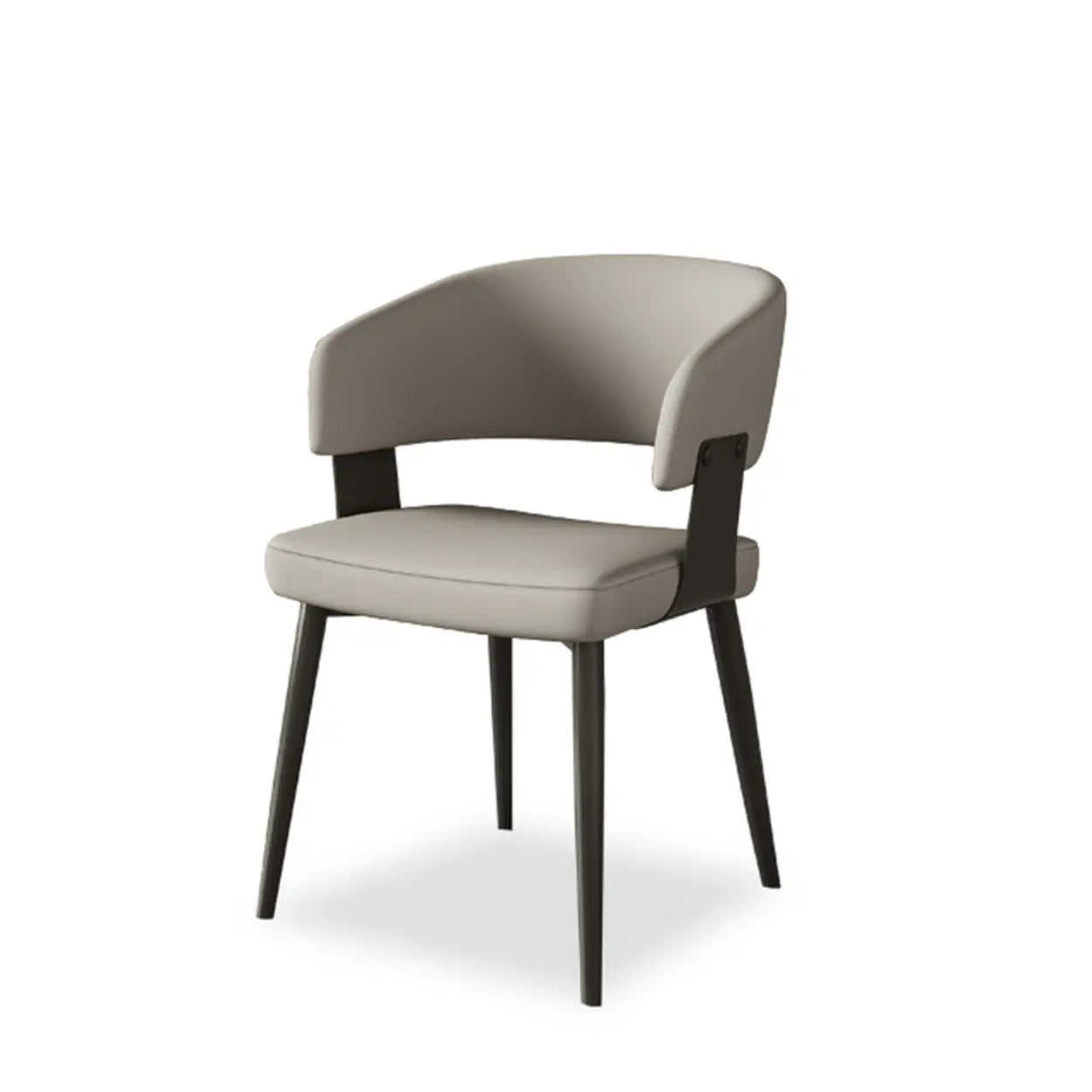 Modern Low Back Leather Dining Chair with Metal Legs