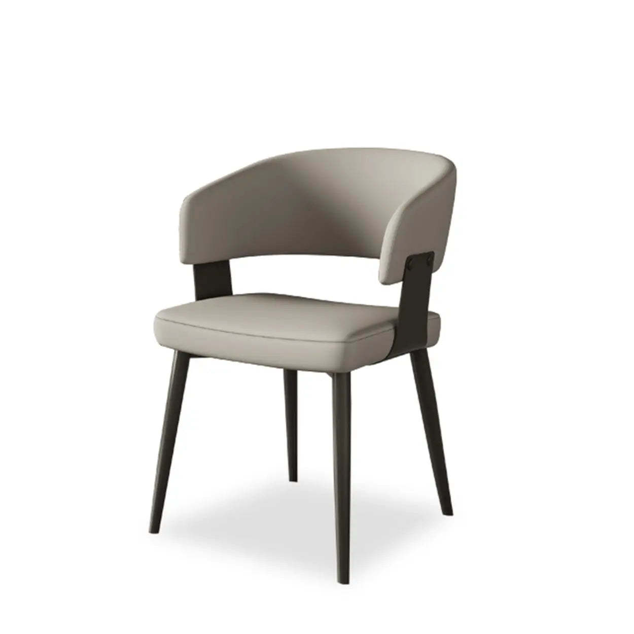 Modern Low Back Leather Dining Chair with Metal Legs