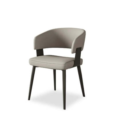 Modern Low Back Leather Dining Chair with Metal Legs