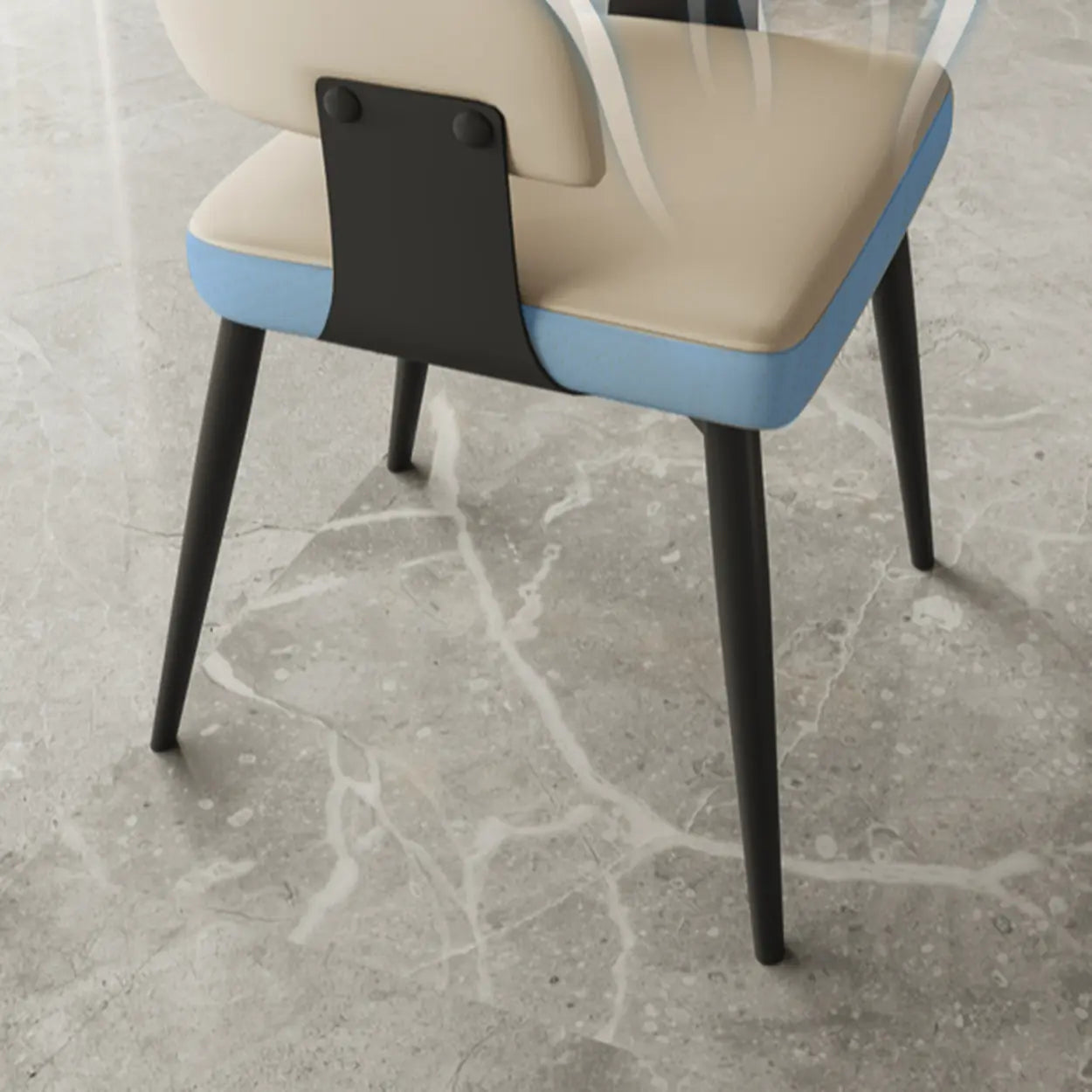 Modern Low Back Leather Dining Chair with Metal Legs