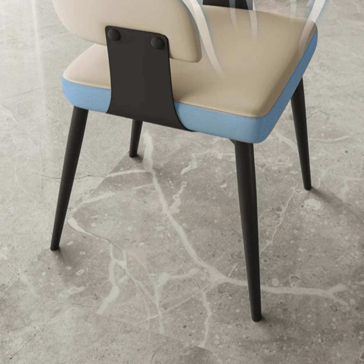 Modern Low Back Leather Dining Chair with Metal Legs