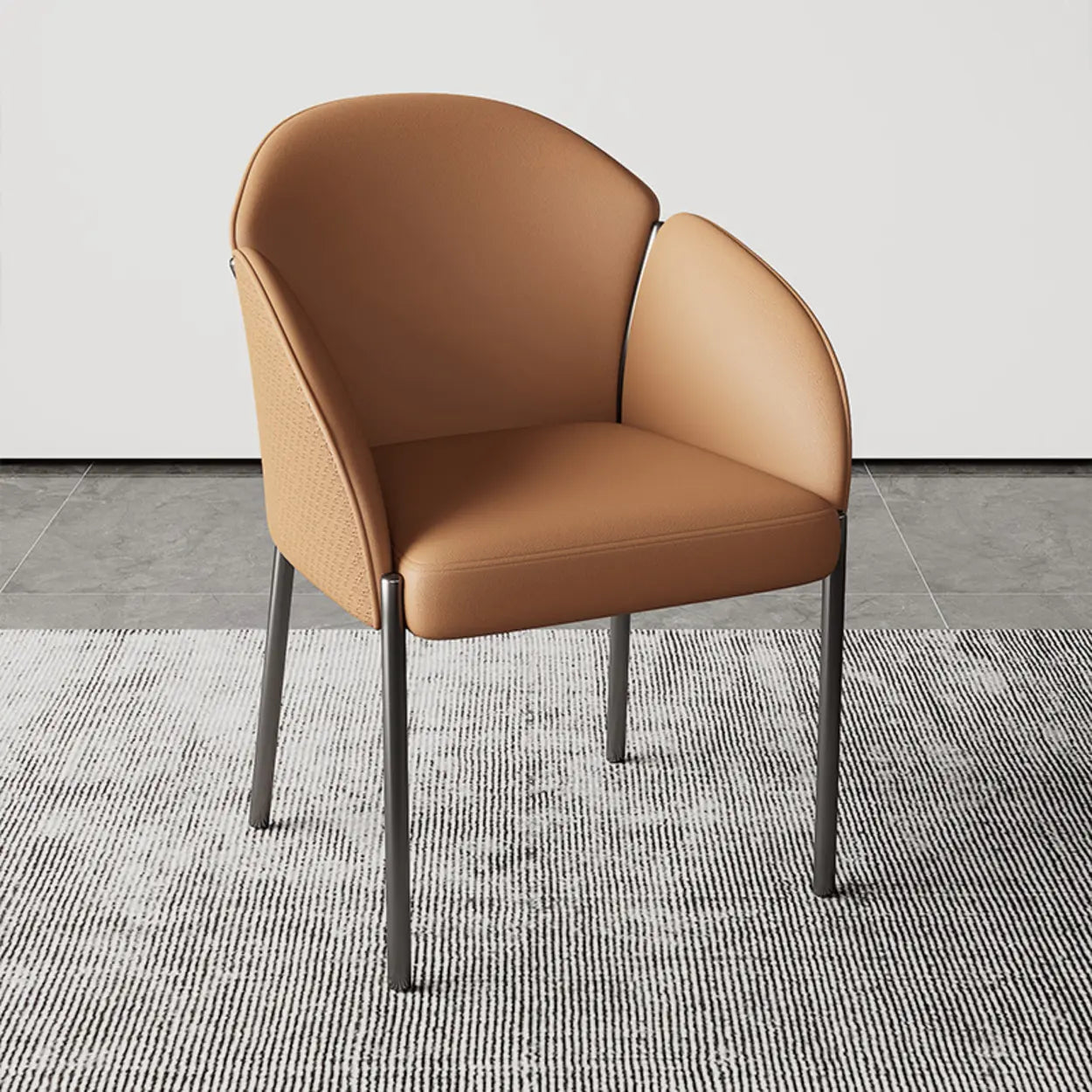 Modern Low Back Leather Accent Dining Chair — Light Gray