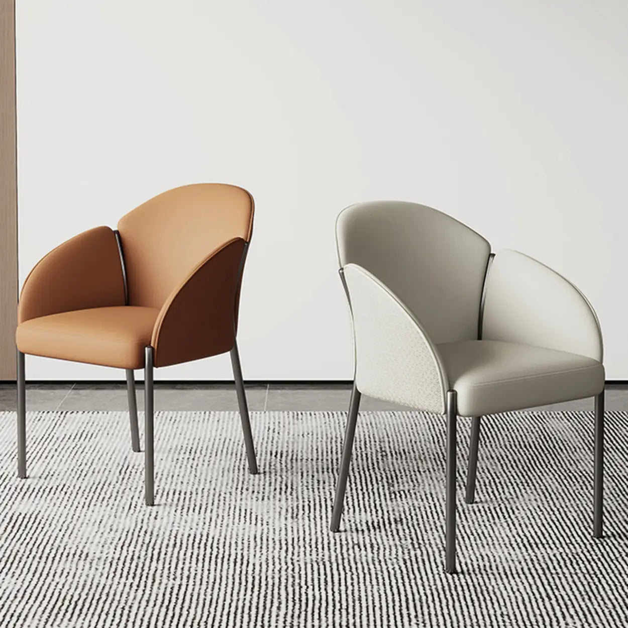 Modern Low Back Leather Accent Dining Chair