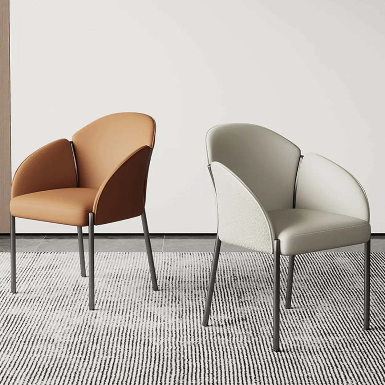 Modern Low Back Leather Accent Dining Chair