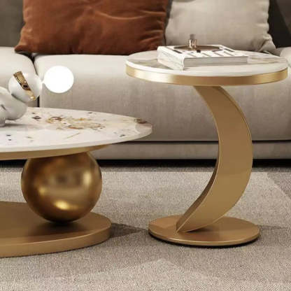 Modern Luxury Oval Stone Coffee Table — Black