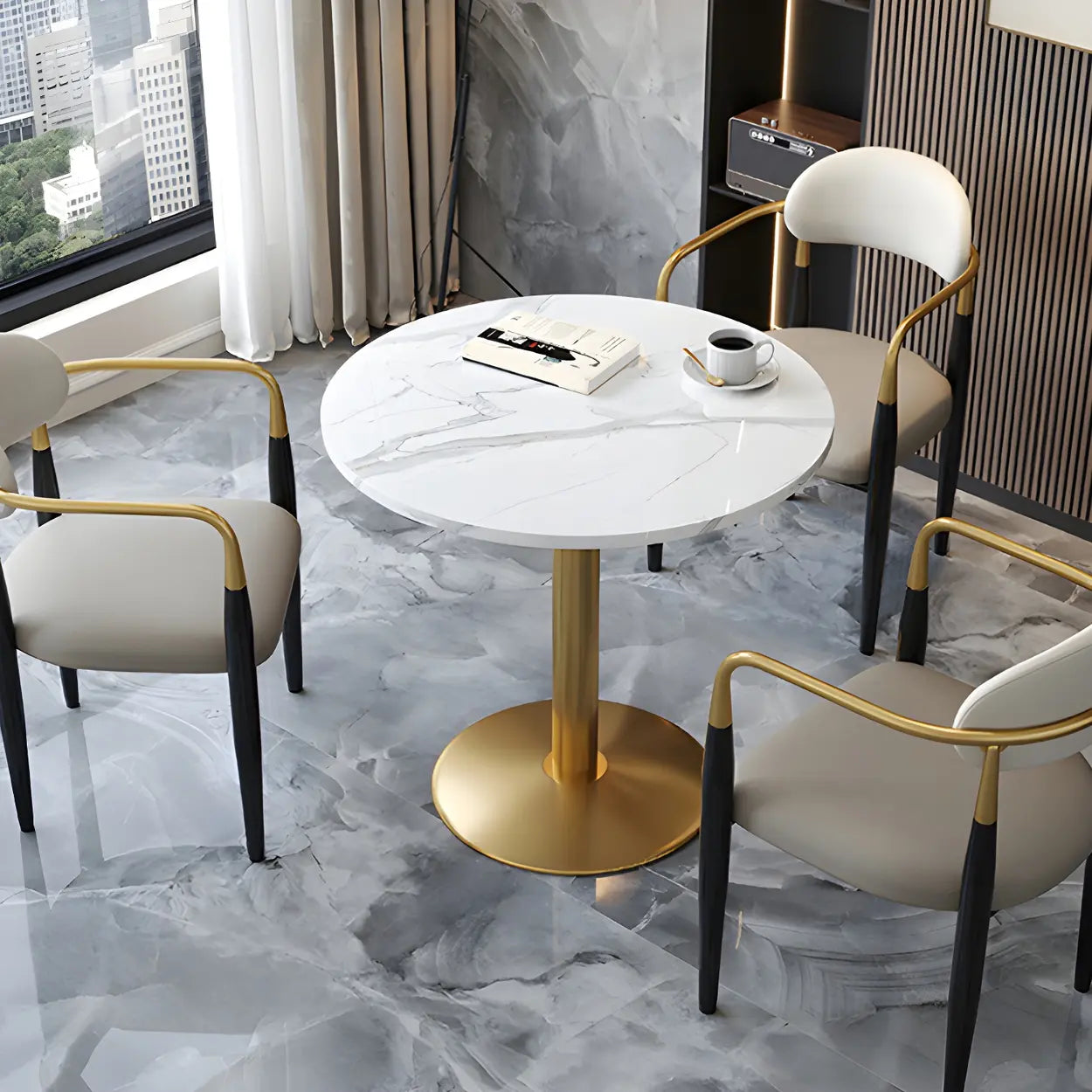 Luxury round scratch-resistant gray dining tables, Lighom