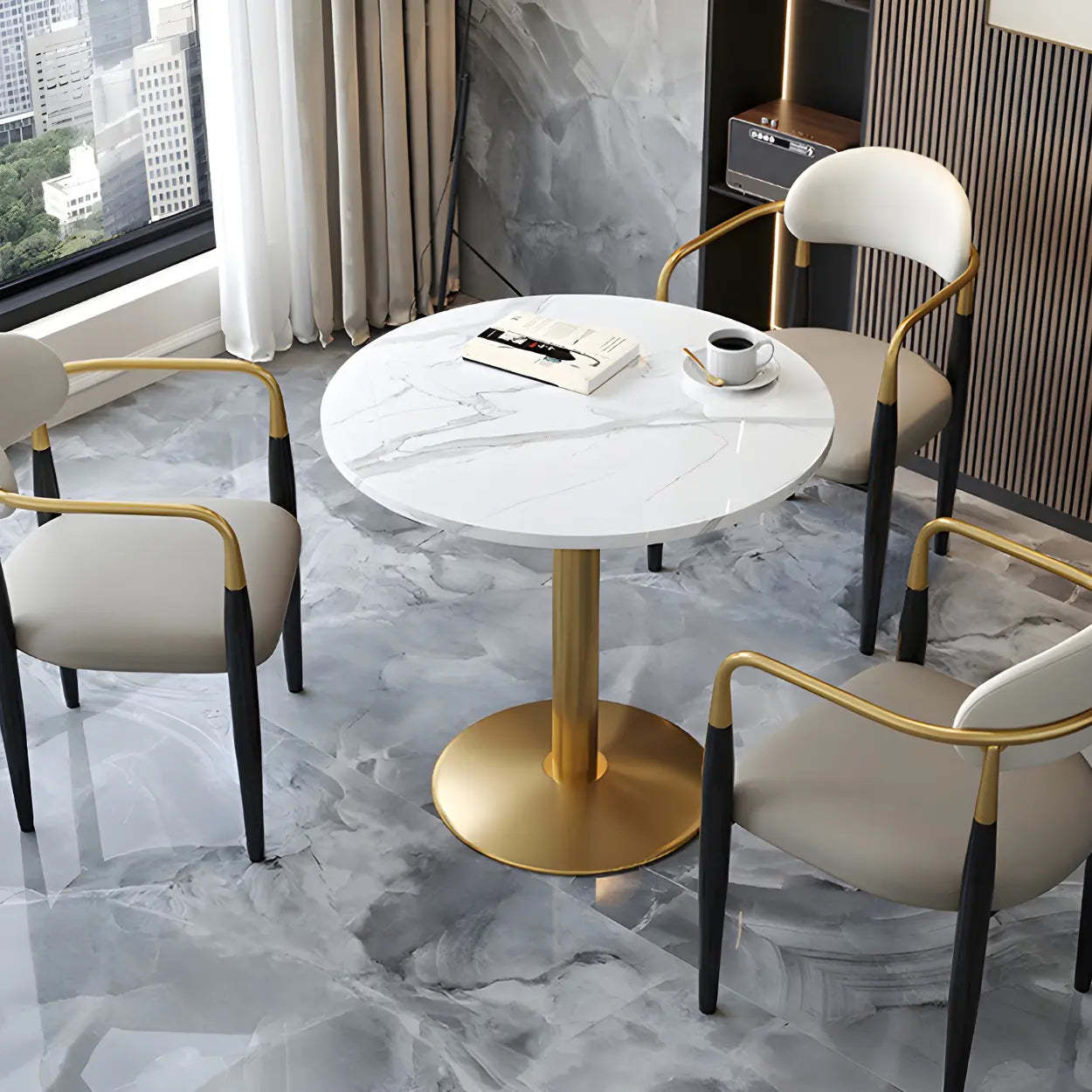 Luxury round scratch-resistant gray dining tables, Lighom