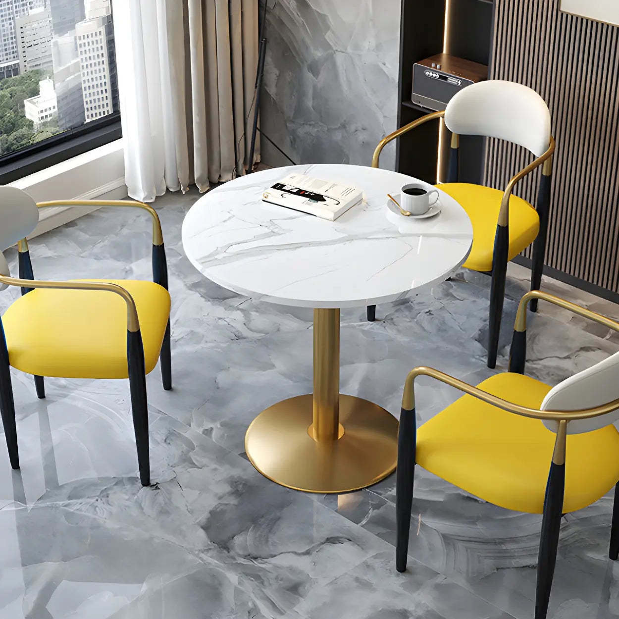 Modern Round Stone Scratch-Resistant Dining Table