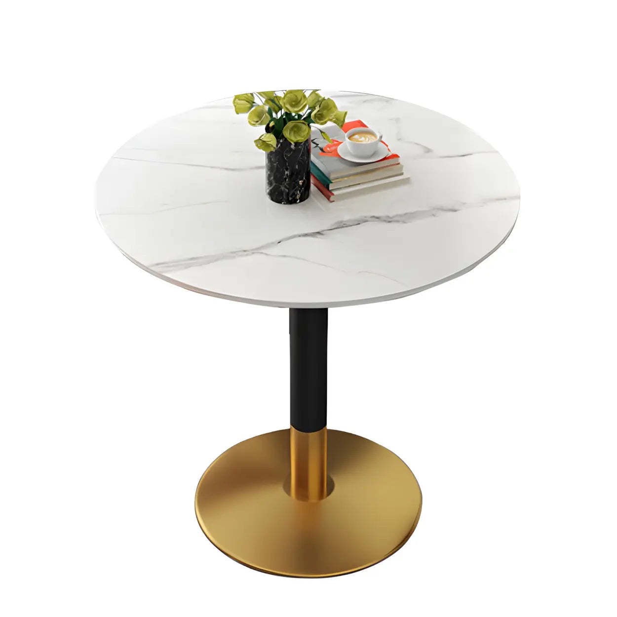 Luxury round scratch-resistant gray dining tables — 27.6"L x 27.6"W x 29.5"H / Black
