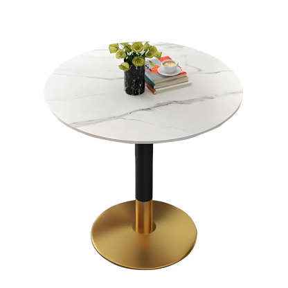 Luxury round scratch-resistant gray dining tables — 27.6"L x 27.6"W x 29.5"H / Black