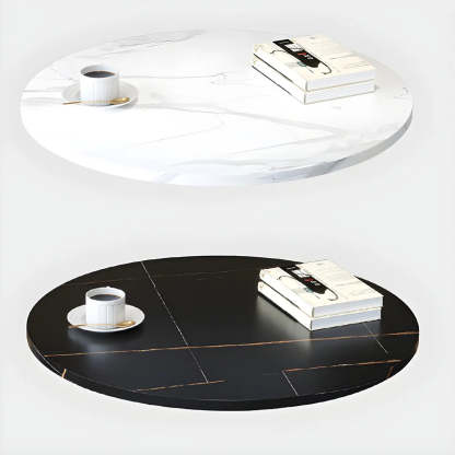 Luxury scratch-resistant round gray dining tables in stone — 27.6"L x 27.6"W x 29.5"H / White
