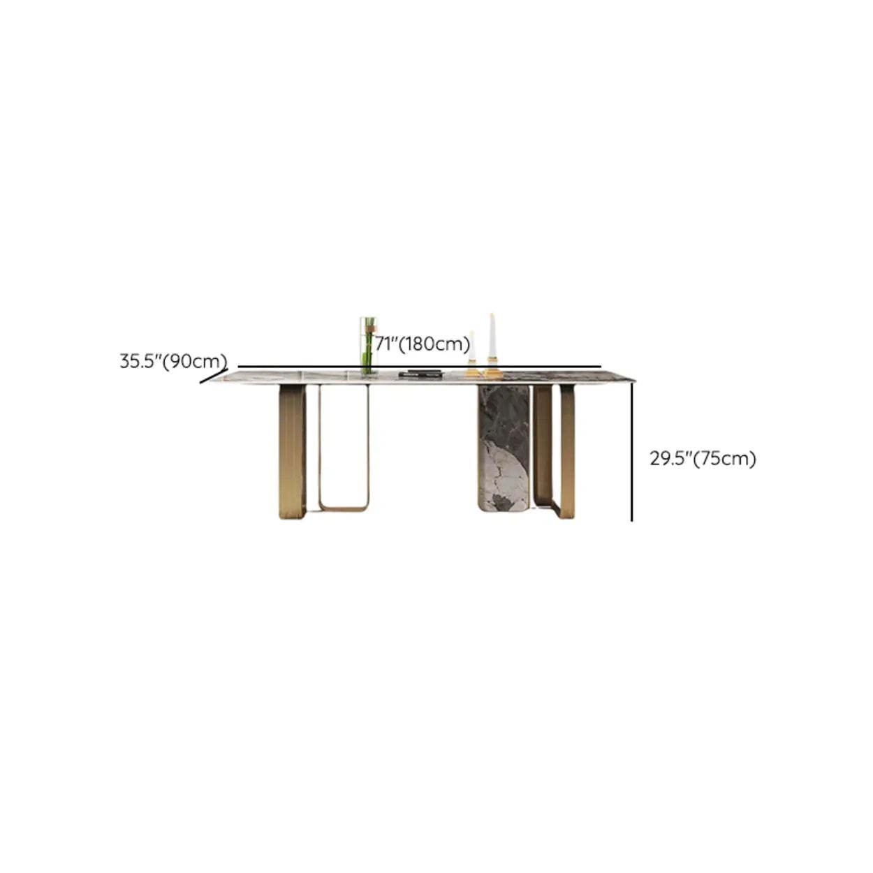 Modern Luxury Stone Gold Pedestal Dining Table