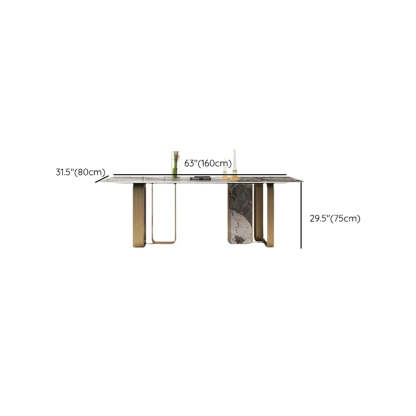 Modern Luxury Stone Gold Pedestal Dining Table