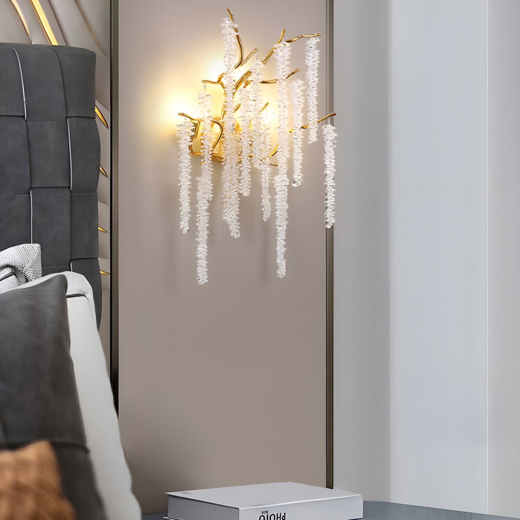 Modern Luxury Tree Branch Crystal Wall Sconce