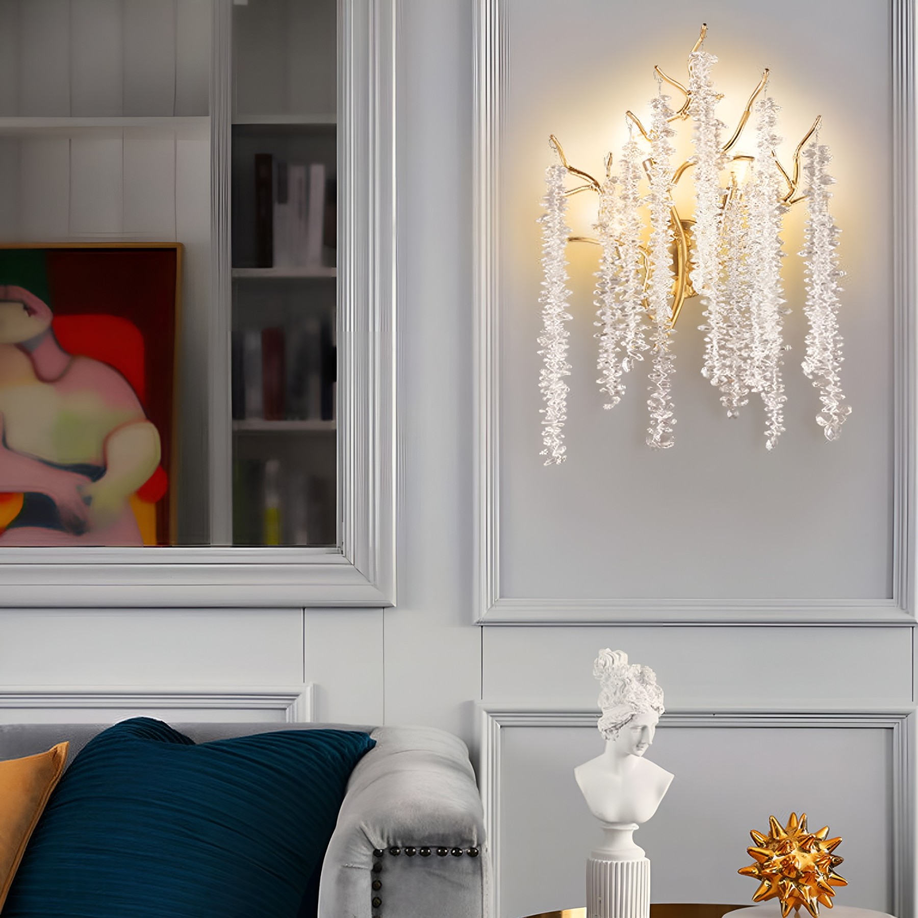 Modern Luxury Tree Branch Crystal Wall Sconce